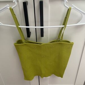 Sage Ribbed Green Sleeveless Crop Top